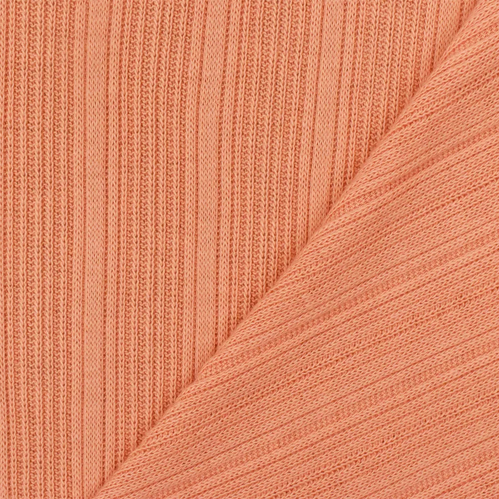 2 YD PC-Coral Orange Solid Stretch Rib Knit Fabric