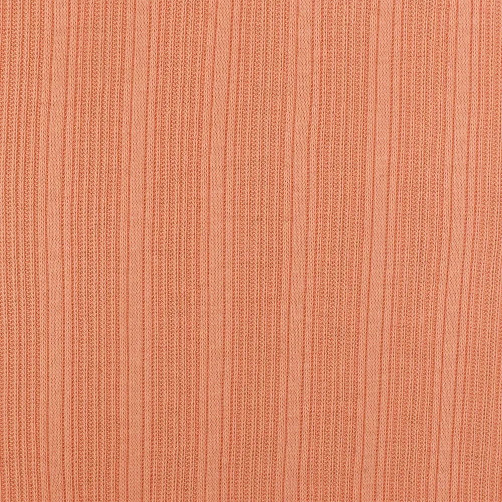 2 YD PC-Coral Orange Solid Stretch Rib Knit Fabric