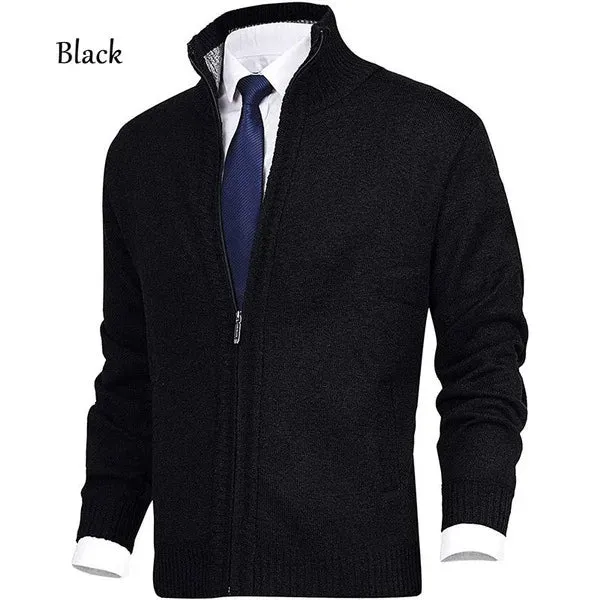 2023 New Men's Solid Sweater Stand Up Collar Fashion Cardigan Sweaters Knitted Large Size Knitwear Jacket for Men