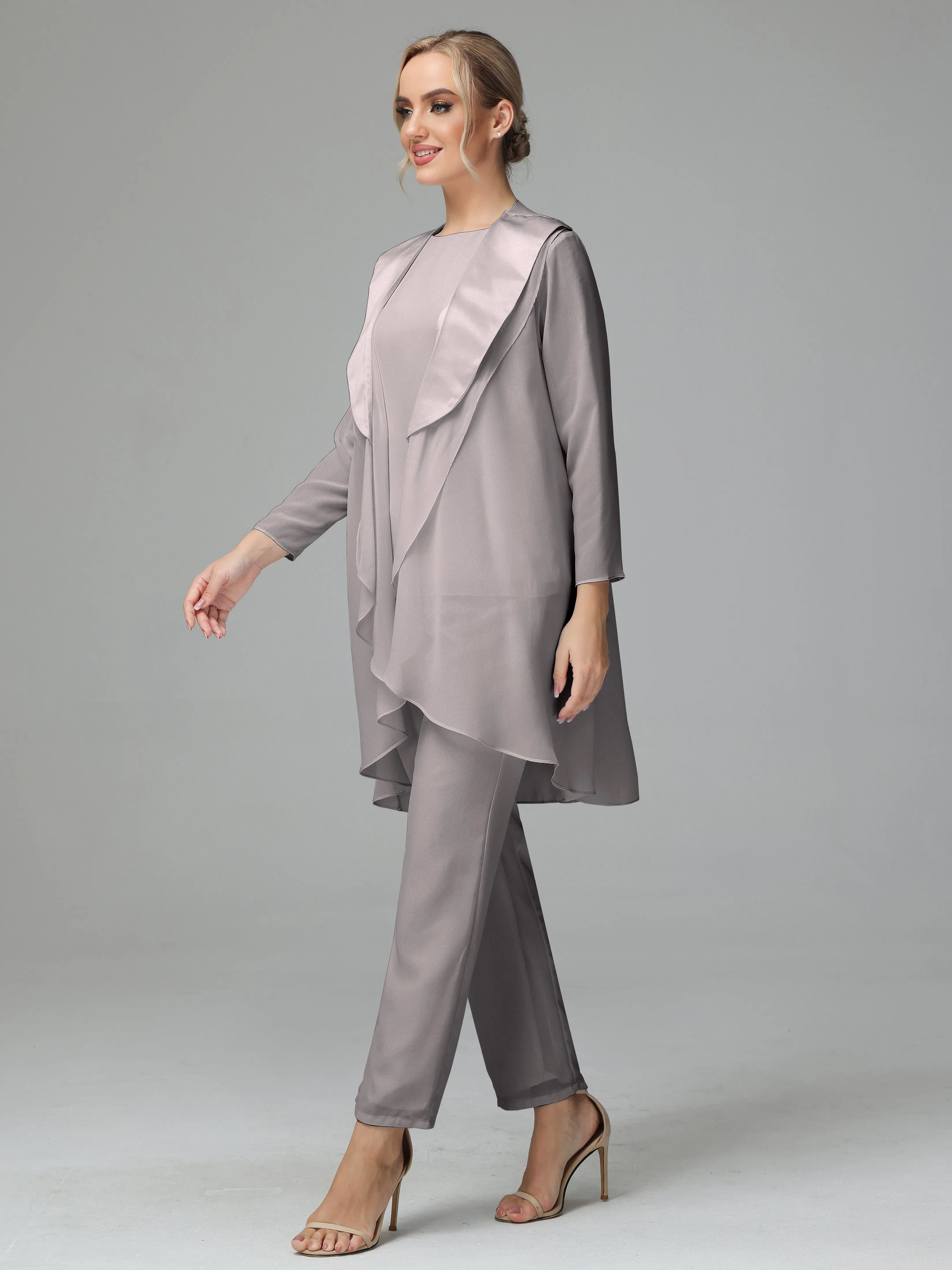 3 Pieces Chiffon comfortable Mother of the Bride Dress Pants Suits