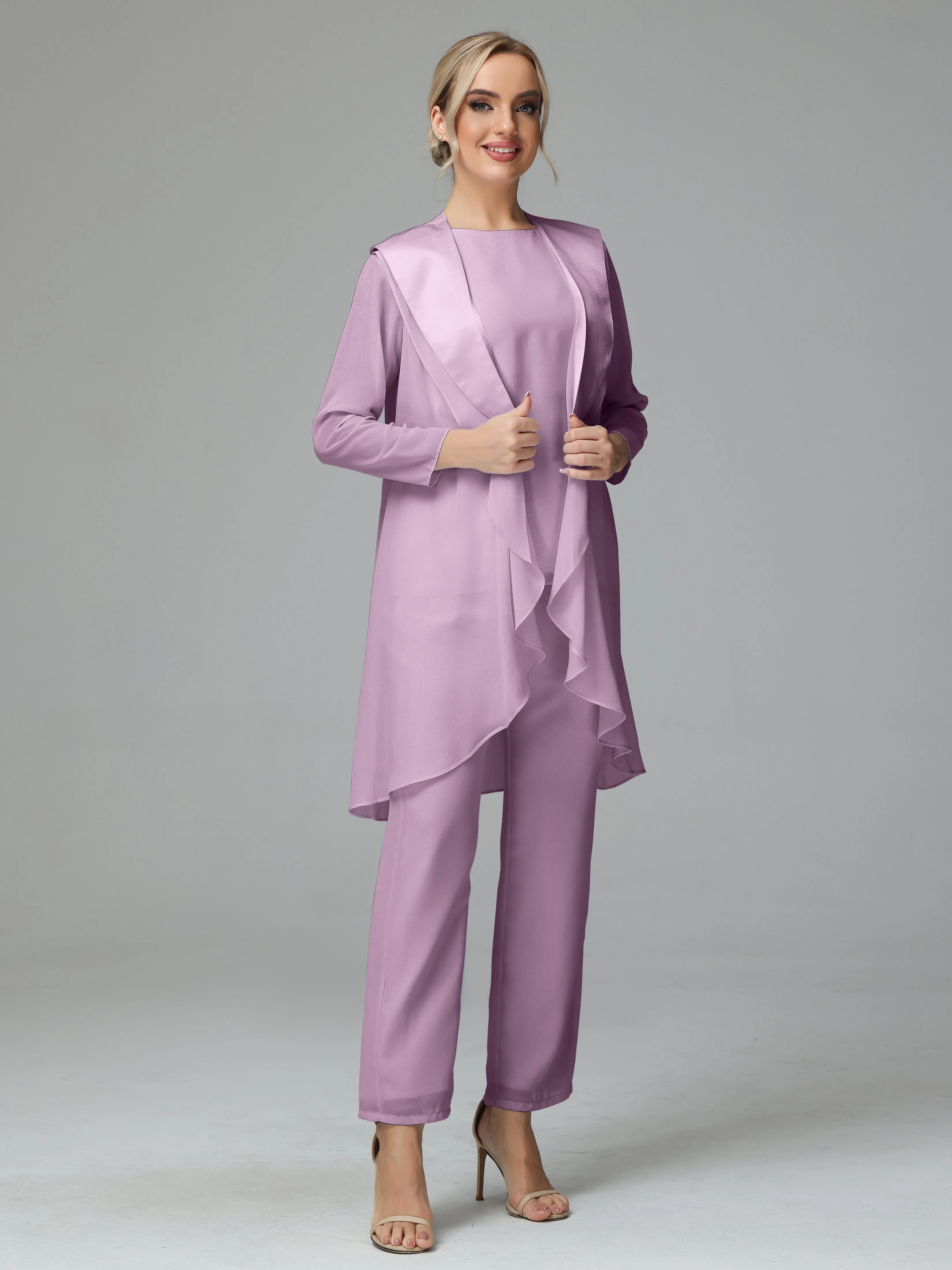 3 Pieces Chiffon comfortable Mother of the Bride Dress Pants Suits