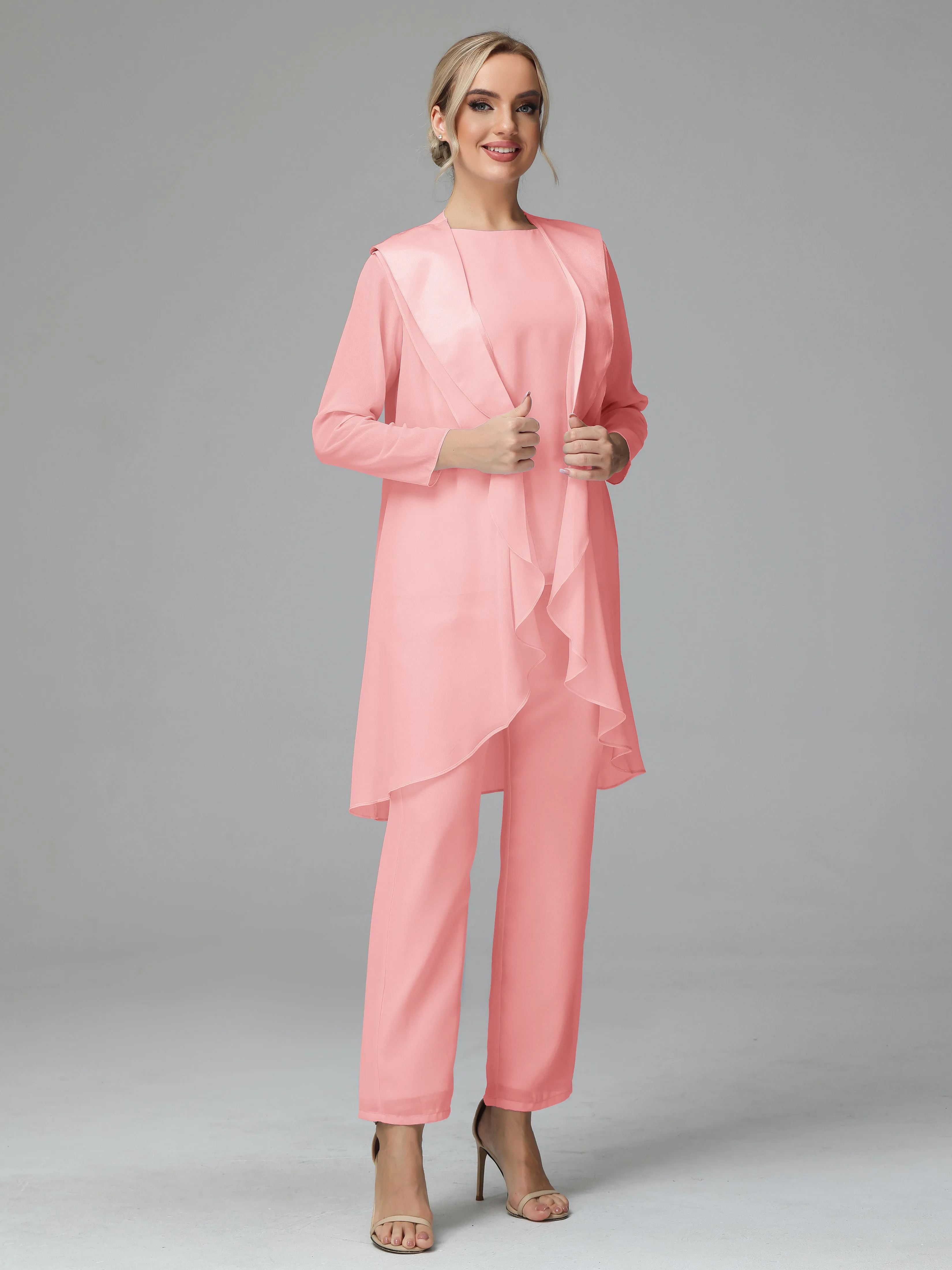 3 Pieces Chiffon comfortable Mother of the Bride Dress Pants Suits