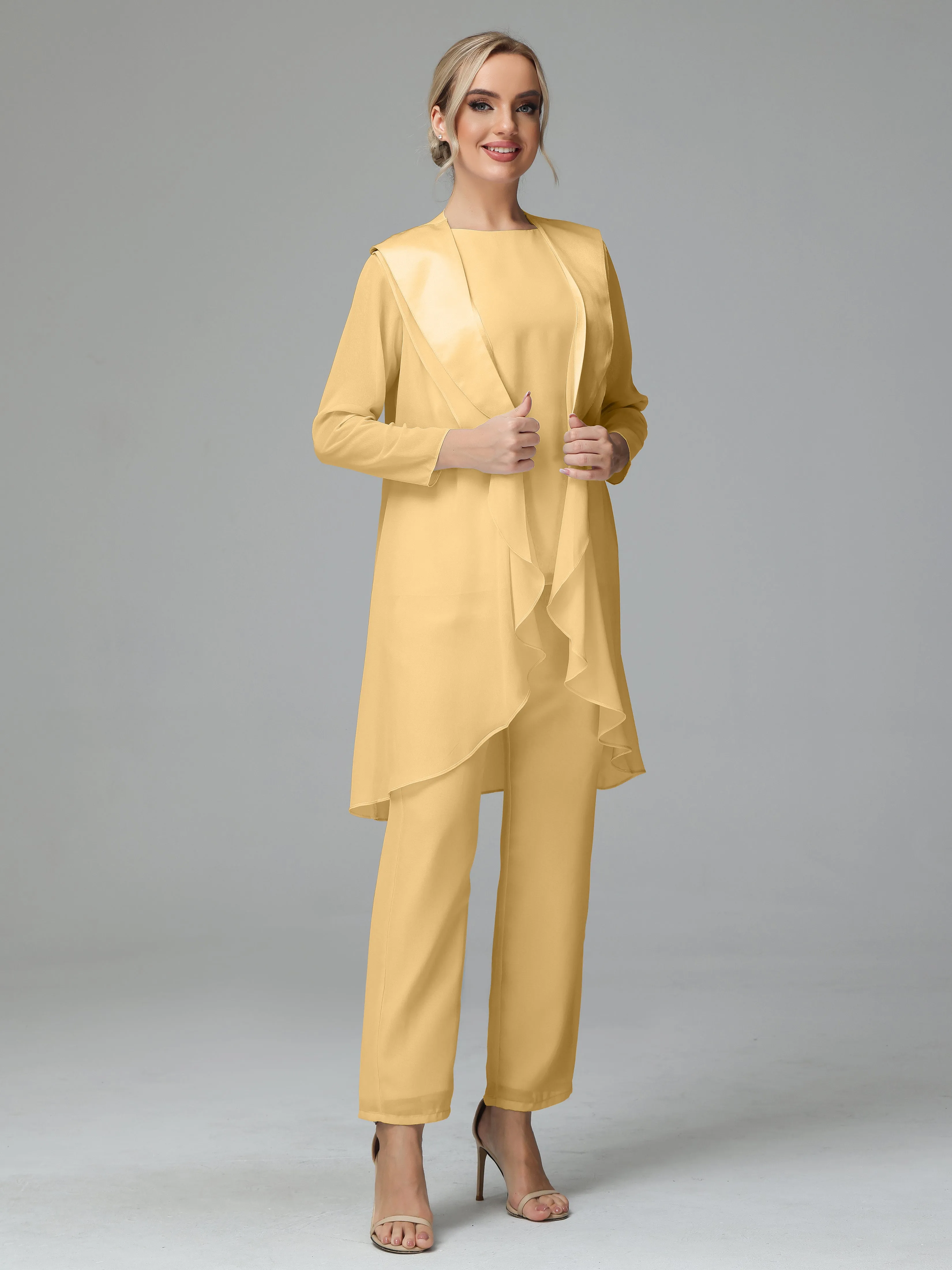 3 Pieces Chiffon comfortable Mother of the Bride Dress Pants Suits