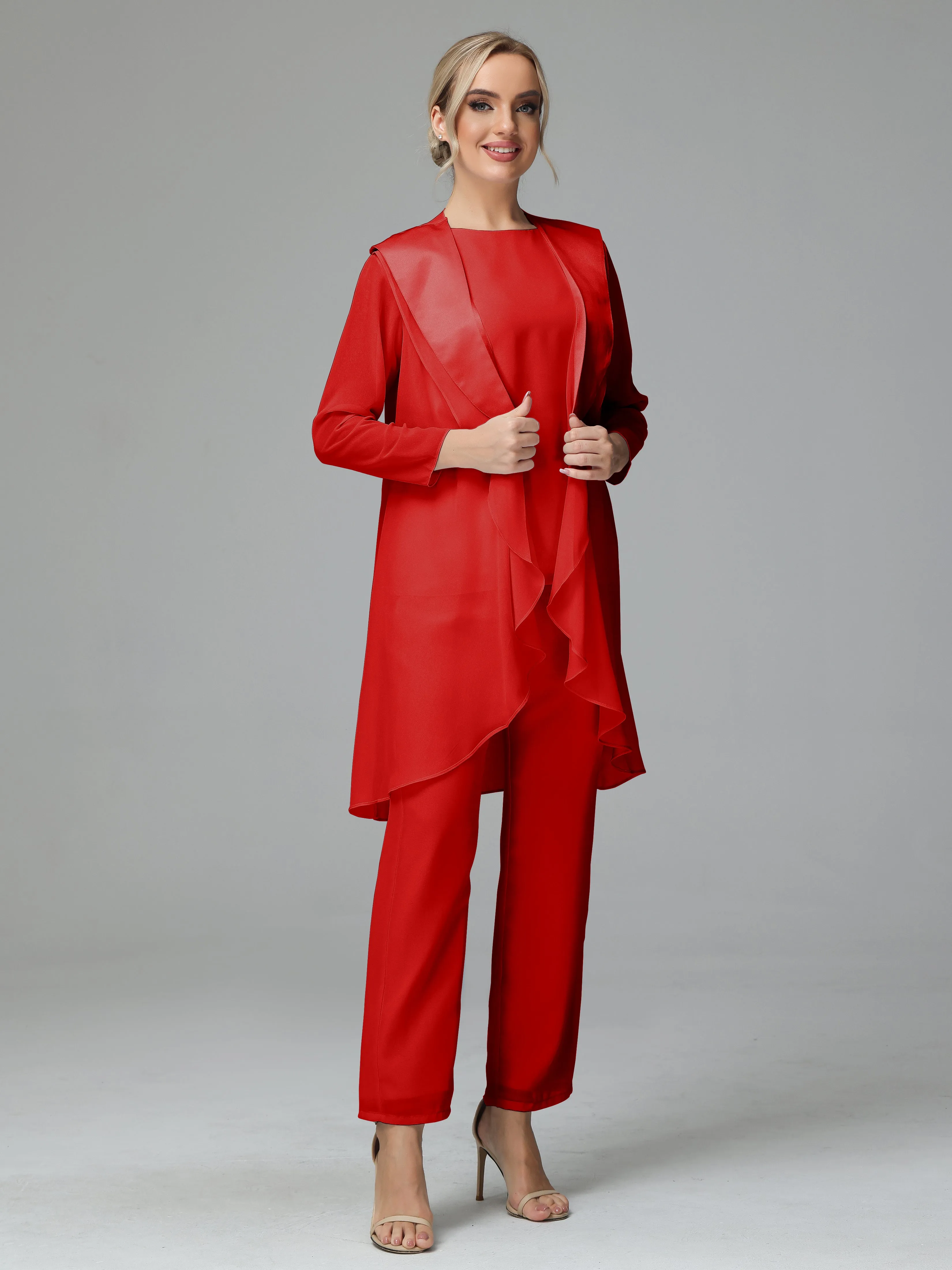 3 Pieces Chiffon comfortable Mother of the Bride Dress Pants Suits