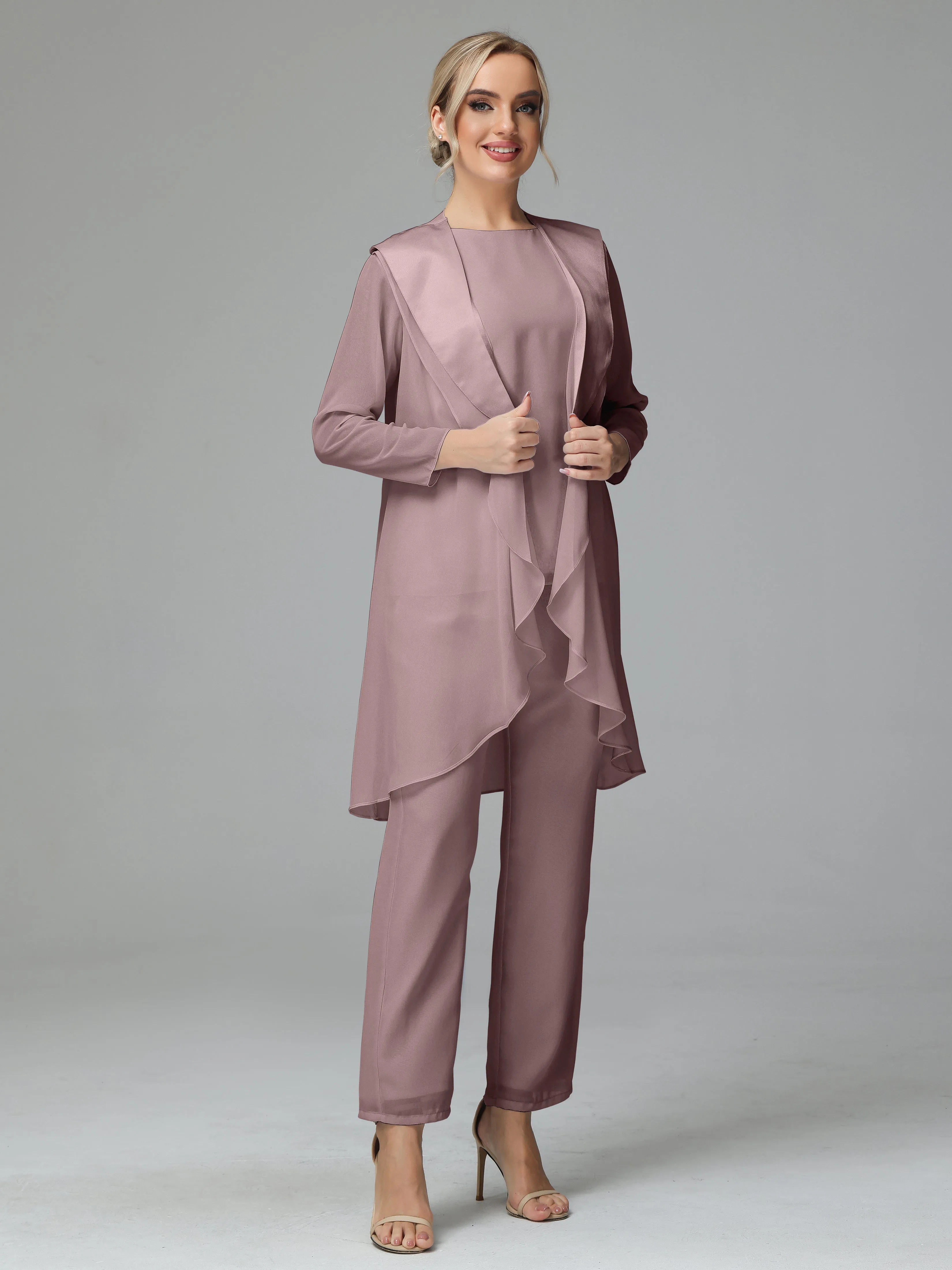 3 Pieces Chiffon comfortable Mother of the Bride Dress Pants Suits