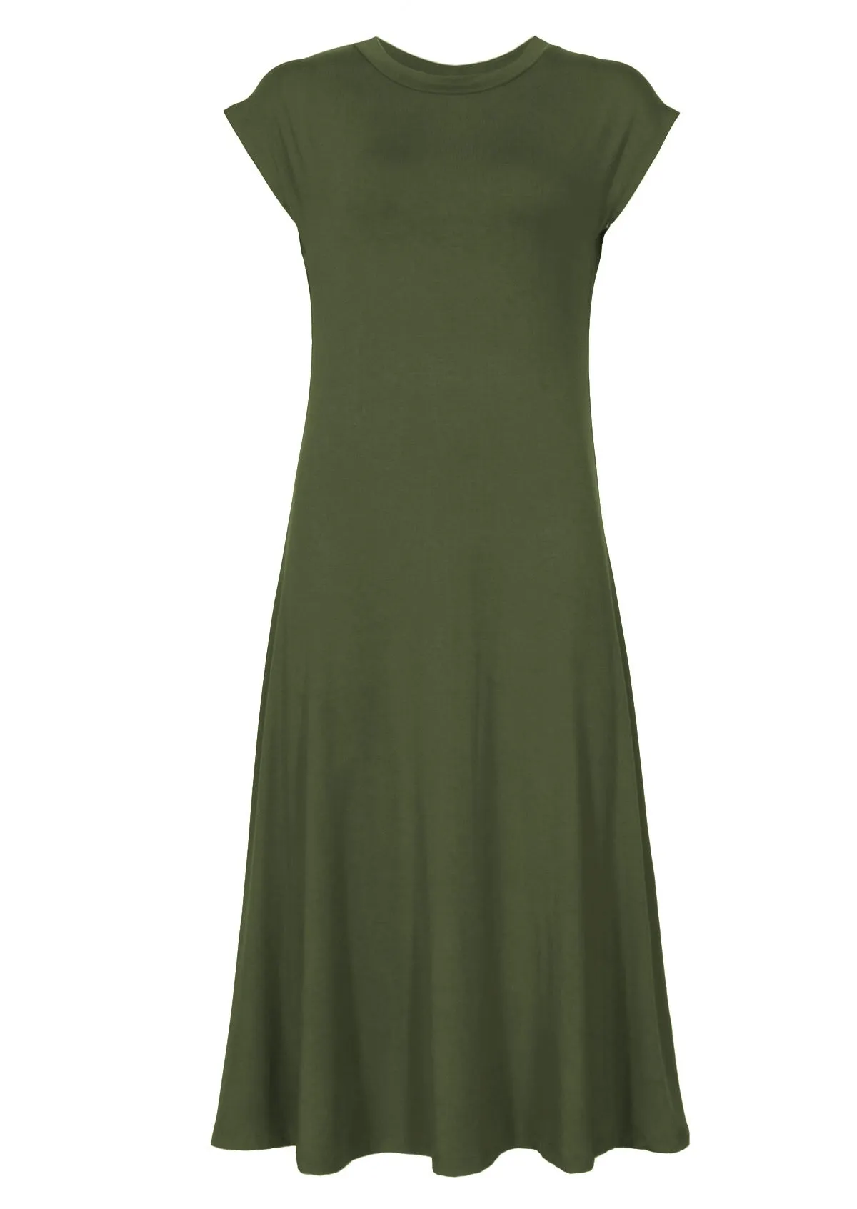 A-line Stretch Rayon Dress Olive