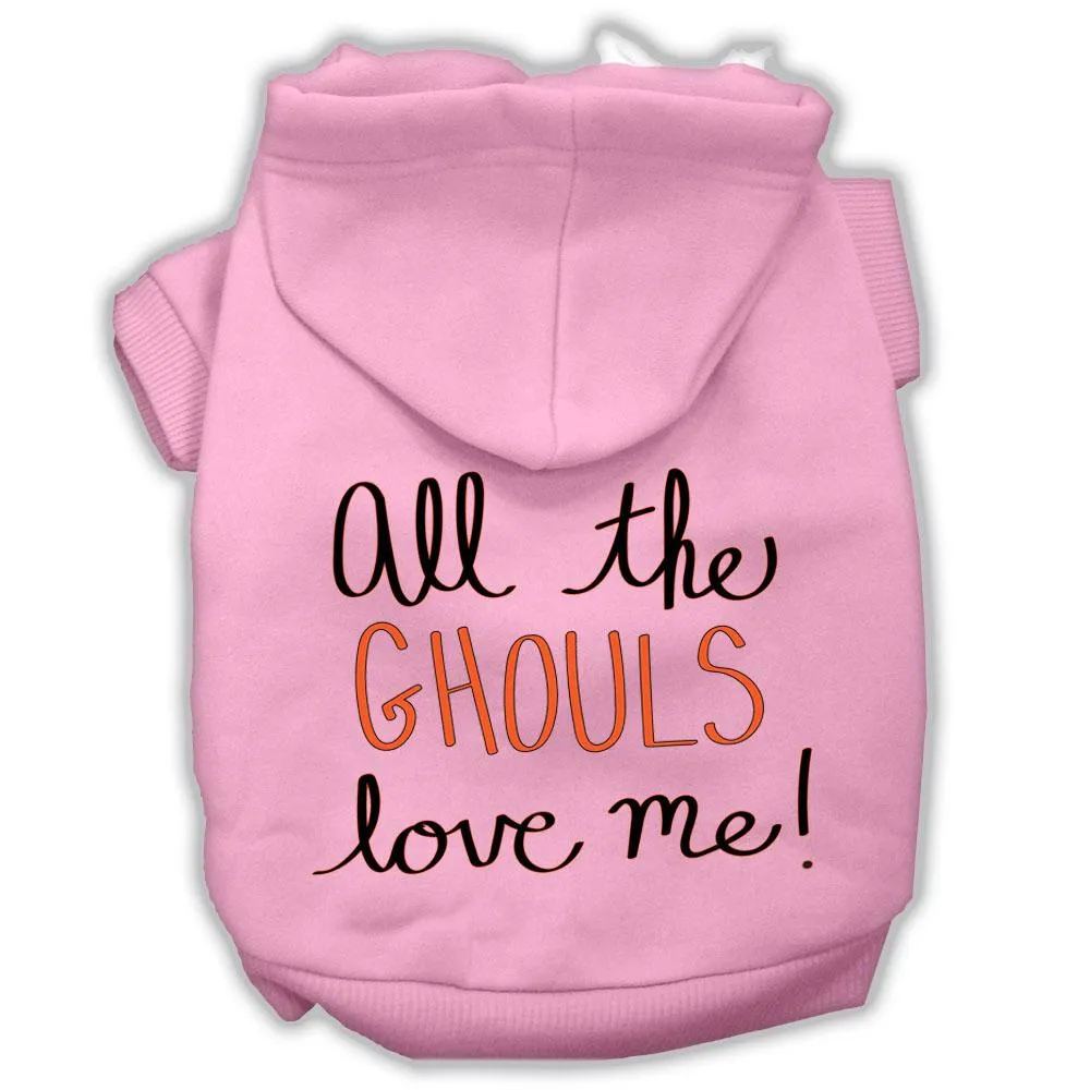 All The Ghouls Screenprint Dog Hoodie Light Pink L (14)