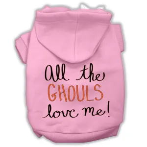 All The Ghouls Screenprint Dog Hoodie Light Pink L (14)