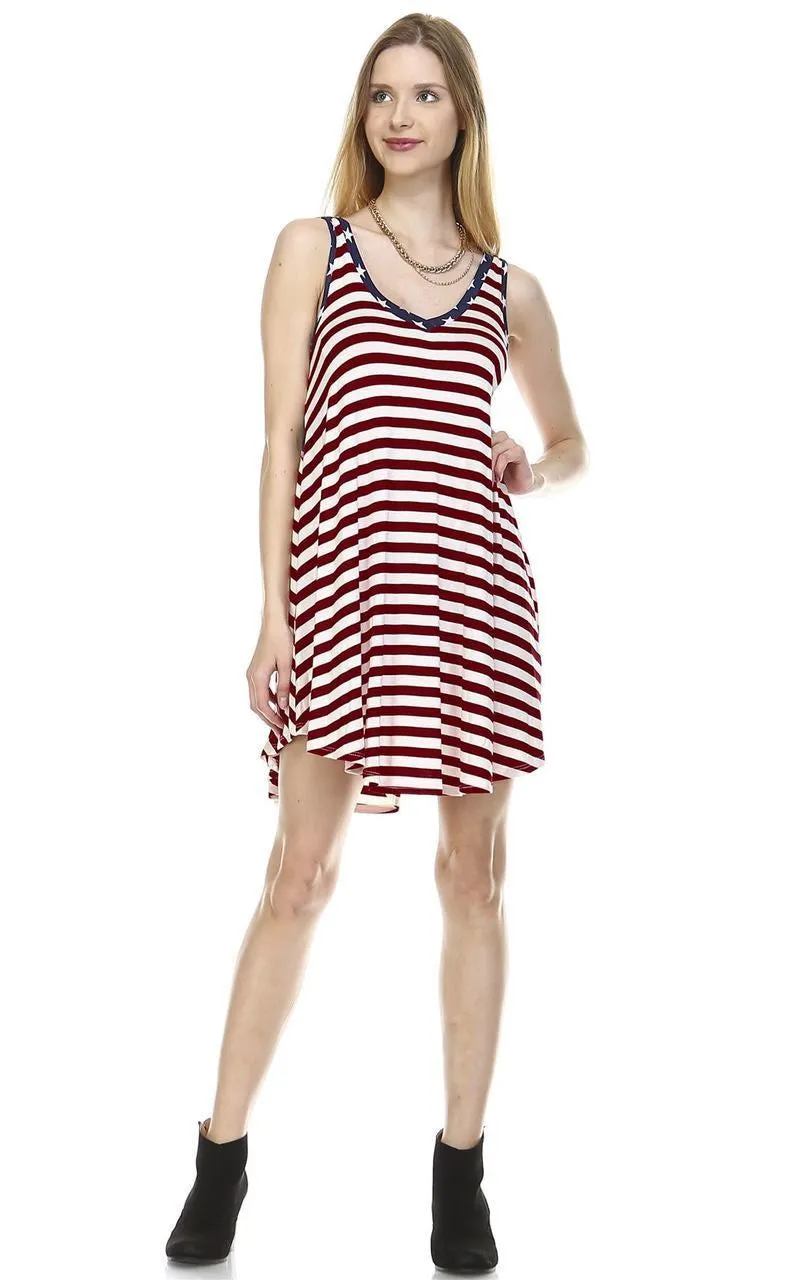 American Flag Dress Navy Star Collar V Wine White Stripes 1