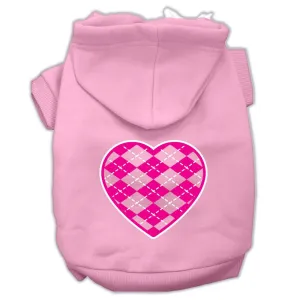 Argyle Heart Pink Screen Print Pet Hoodies Light Pink Size Lg (14)