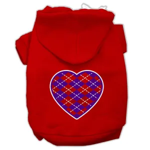 Argyle Heart Purple Screen Print Pet Hoodies Red Size XL (16)