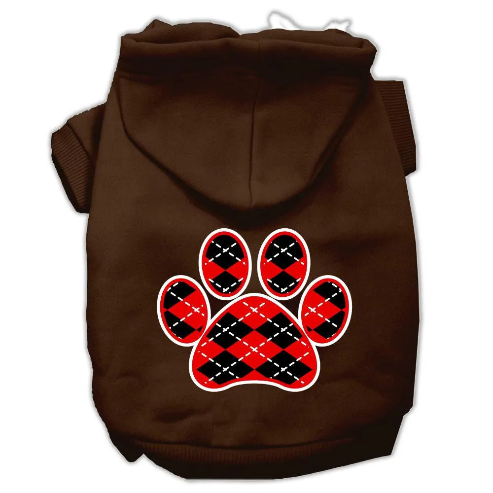 Argyle Paw Red Screen Print Pet Hoodies Brown Size XL (16)