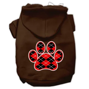 Argyle Paw Red Screen Print Pet Hoodies Brown Size XL (16)