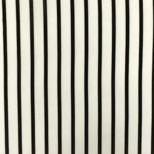 Black-Ivory Stripe Printed Polyester Georgette Woven Fabric