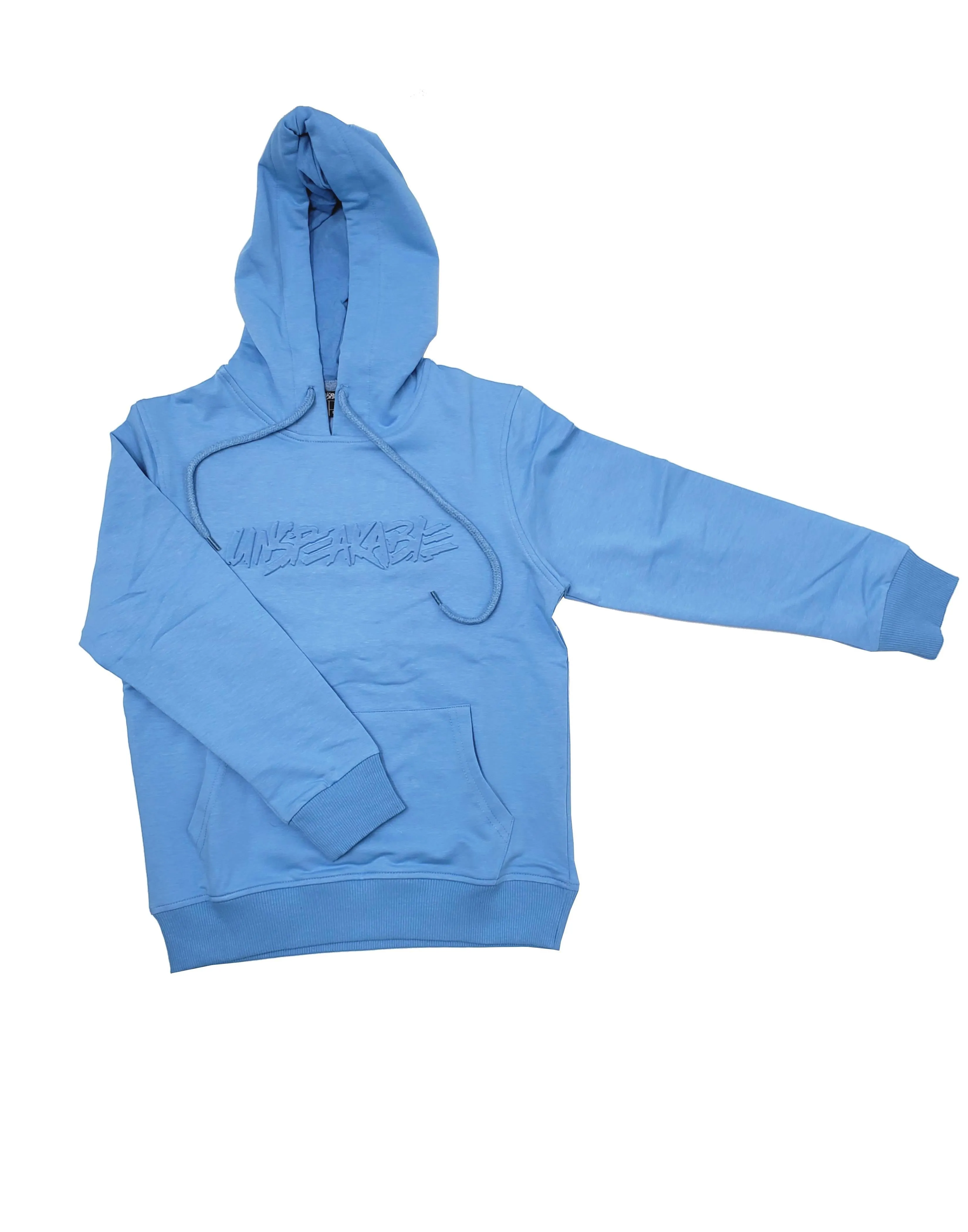 BLUE EMBOSSED PULLOVER HOODIE