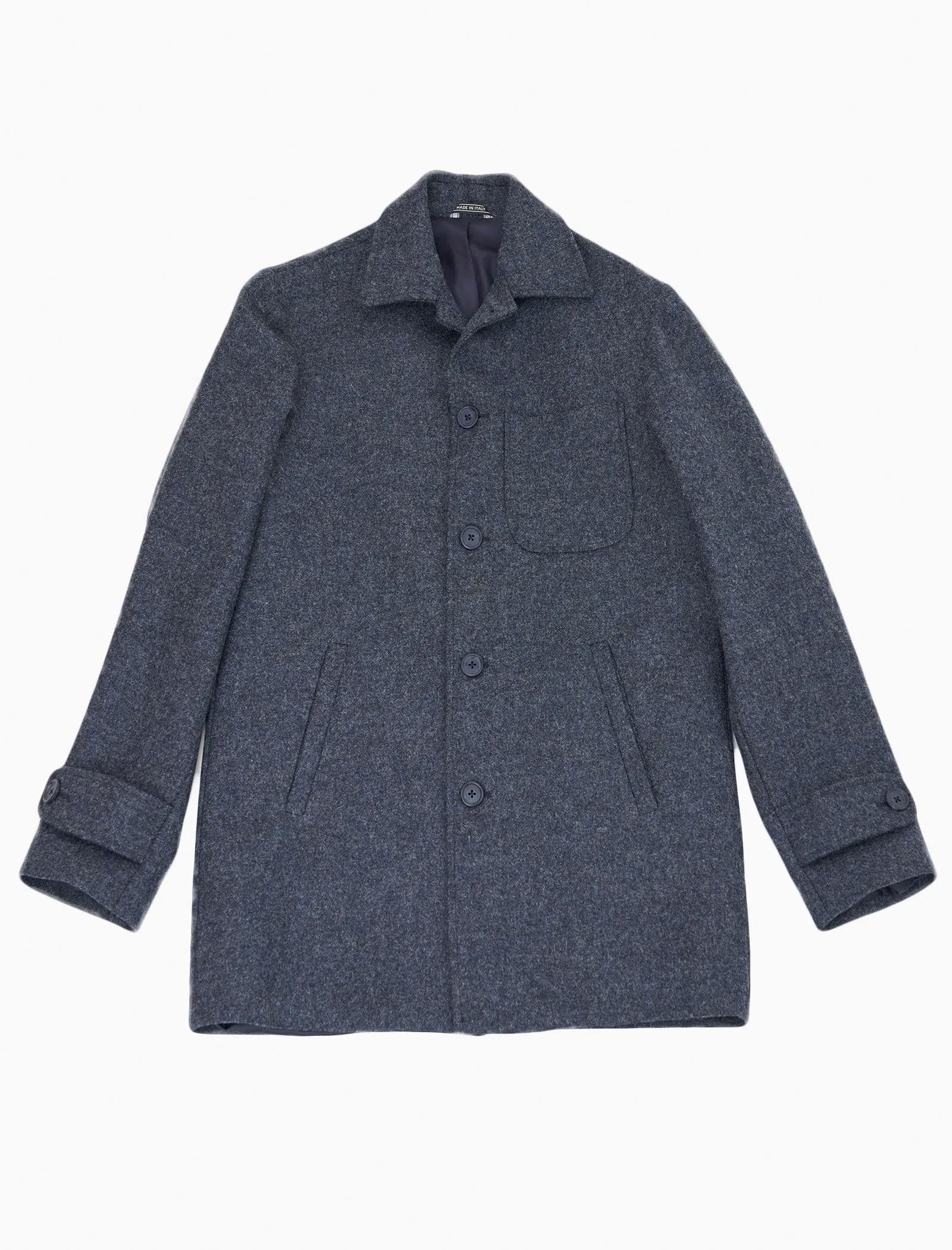 Blue Melange Wool Overcoat