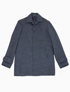 Blue Melange Wool Overcoat