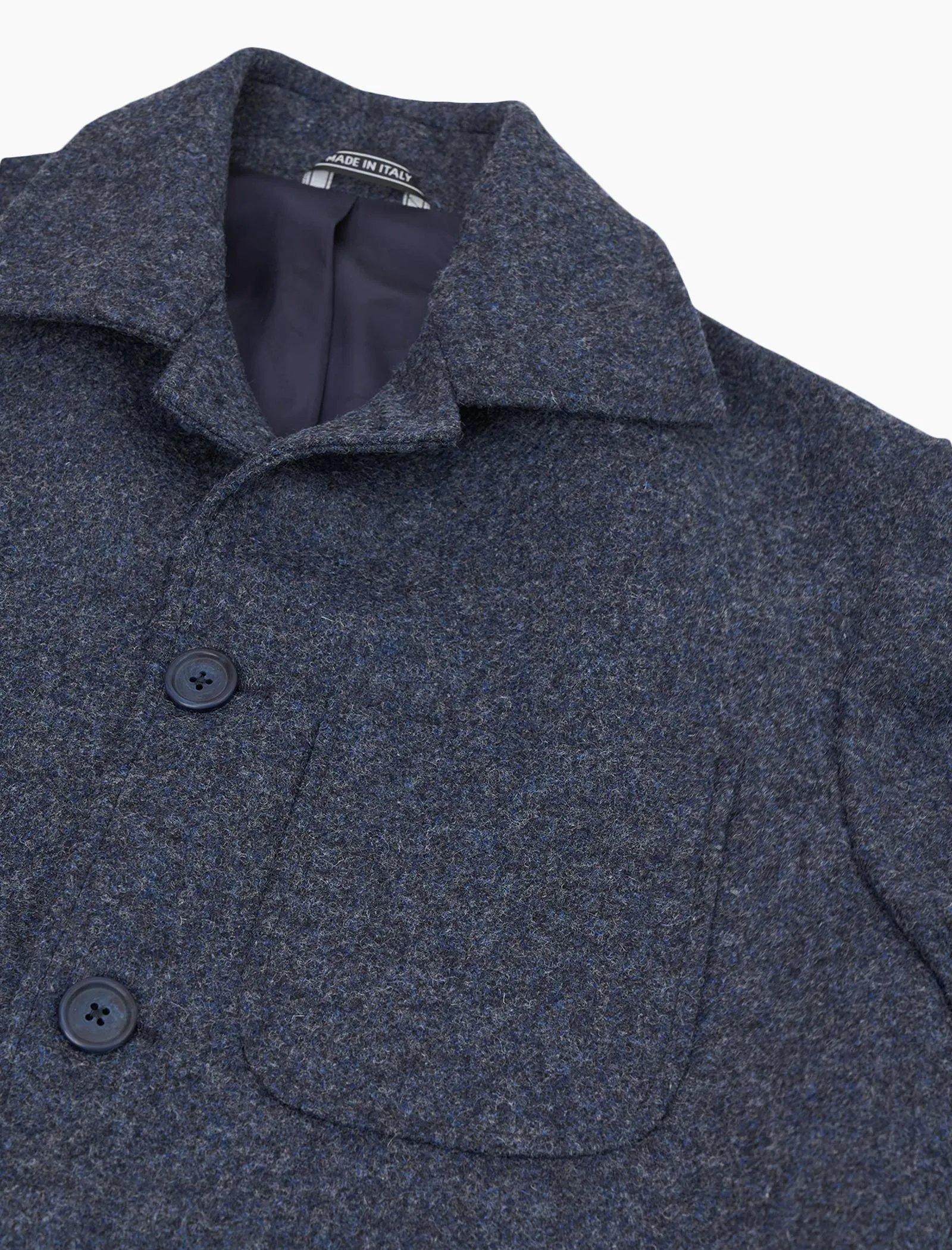 Blue Melange Wool Overcoat