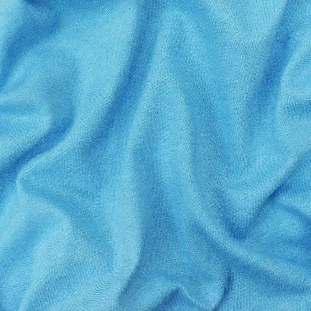 Blue Organic Cotton Stretch Spandex Solid Jersey Knit Fabric