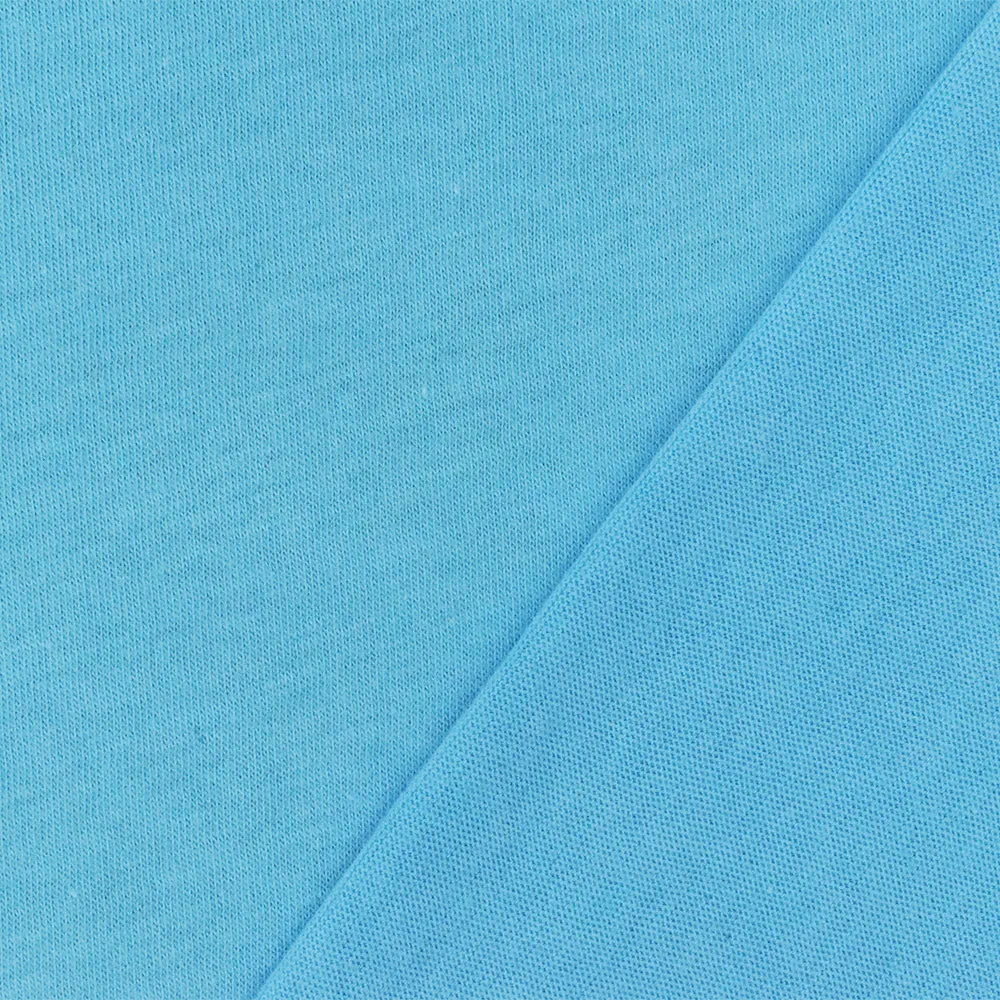 Blue Organic Cotton Stretch Spandex Solid Jersey Knit Fabric