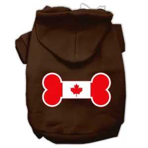 Bone Shaped Canadian Flag Screen Print Pet Hoodies Brown Size Med (12)