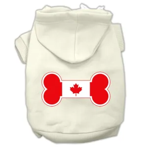 Bone Shaped Canadian Flag Screen Print Pet Hoodies Cream M (12)