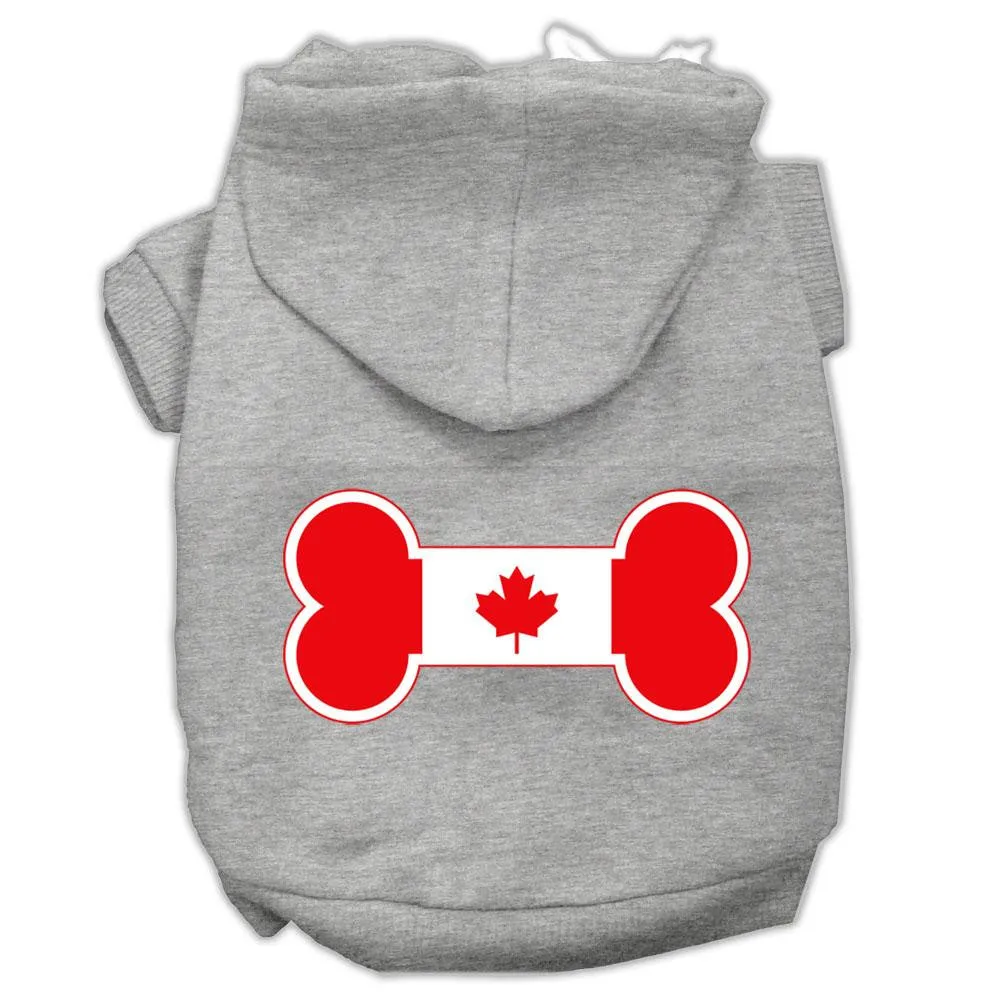 Bone Shaped Canadian Flag Screen Print Pet Hoodies Grey L (14)