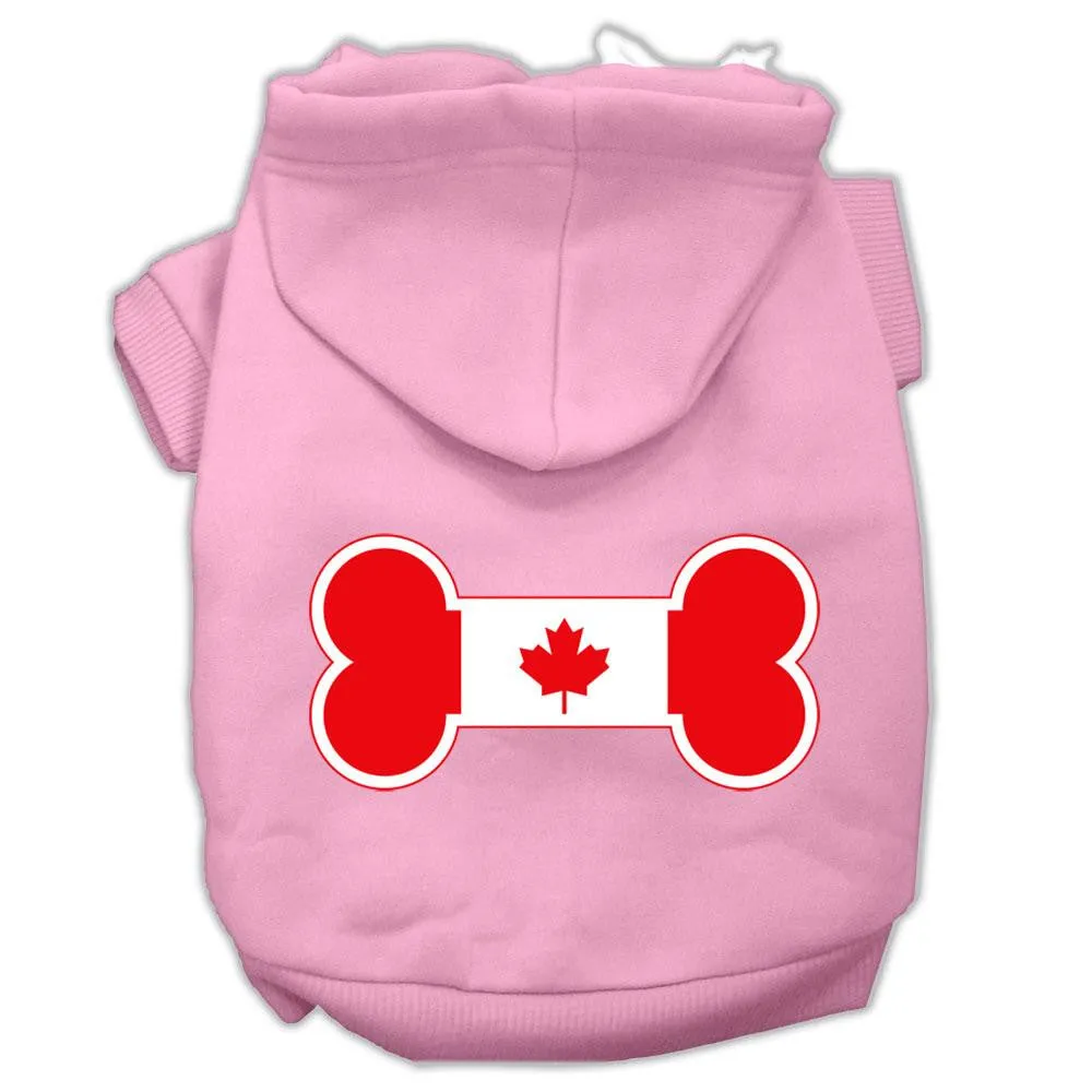 Bone Shaped Canadian Flag Screen Print Pet Hoodies Light Pink Size Xs (8)