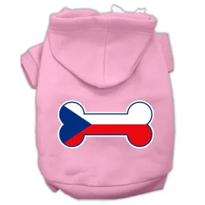 Bone Shaped Czech Republic Flag Screen Print Pet Hoodies Light Pink Size XXXL(20)