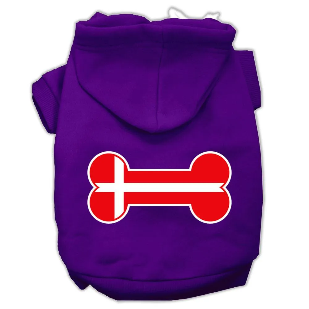 Bone Shaped Denmark Flag Screen Print Pet Hoodies Purple Size L (14)