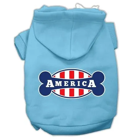 Bonely In America Screen Print Pet Hoodies Baby Blue Size Sm (10)