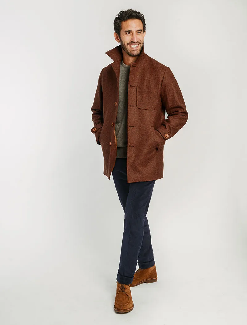 Brick Herringbone Wool Overcoat