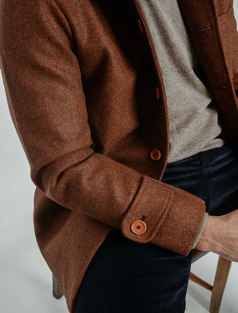 Brick Herringbone Wool Overcoat