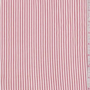 Brick/White Stripe Rayon Challis Fabric