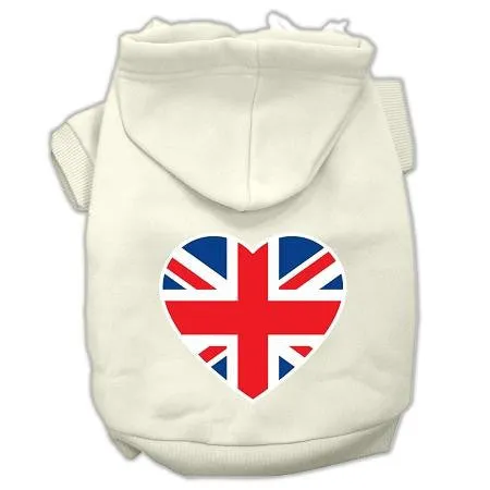 British Flag Heart Screen Print Pet Hoodies Cream Size Med (12)