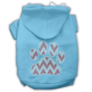 Candy Cane Chevron Paw Rhinestone Dog Hoodie Baby Blue M (12)