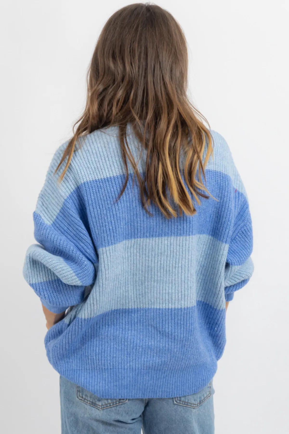 CARSON BLUE COLORBLOCK SWEATER