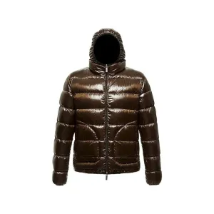 Centogrammi Reversible Hooded Down Jacket in Brown and Black