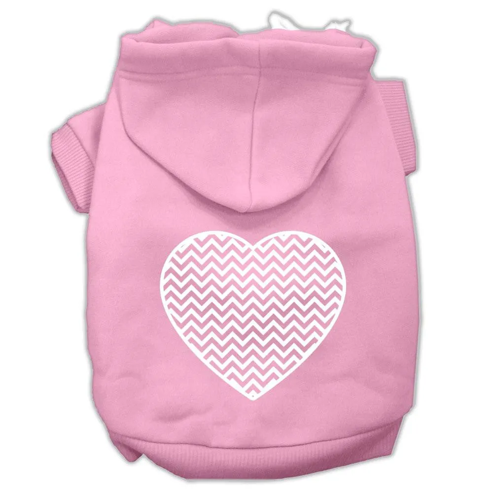 Chevron Heart Screen Print Dog Pet Hoodies Light Pink Size XXXL (20)