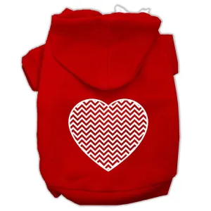 Chevron Heart Screen Print Dog Pet Hoodies Red Size XS (8)