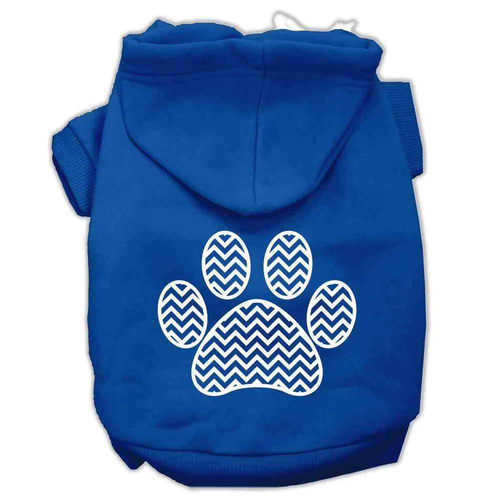 Chevron Paw Screen Print Pet Hoodies Blue Size Med (12)