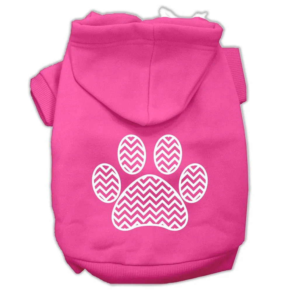 Chevron Paw Screen Print Pet Hoodies Bright Pink Size XXL (18)