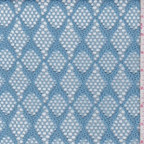 Cloud Blue Crochet Diamond Mesh Fabric