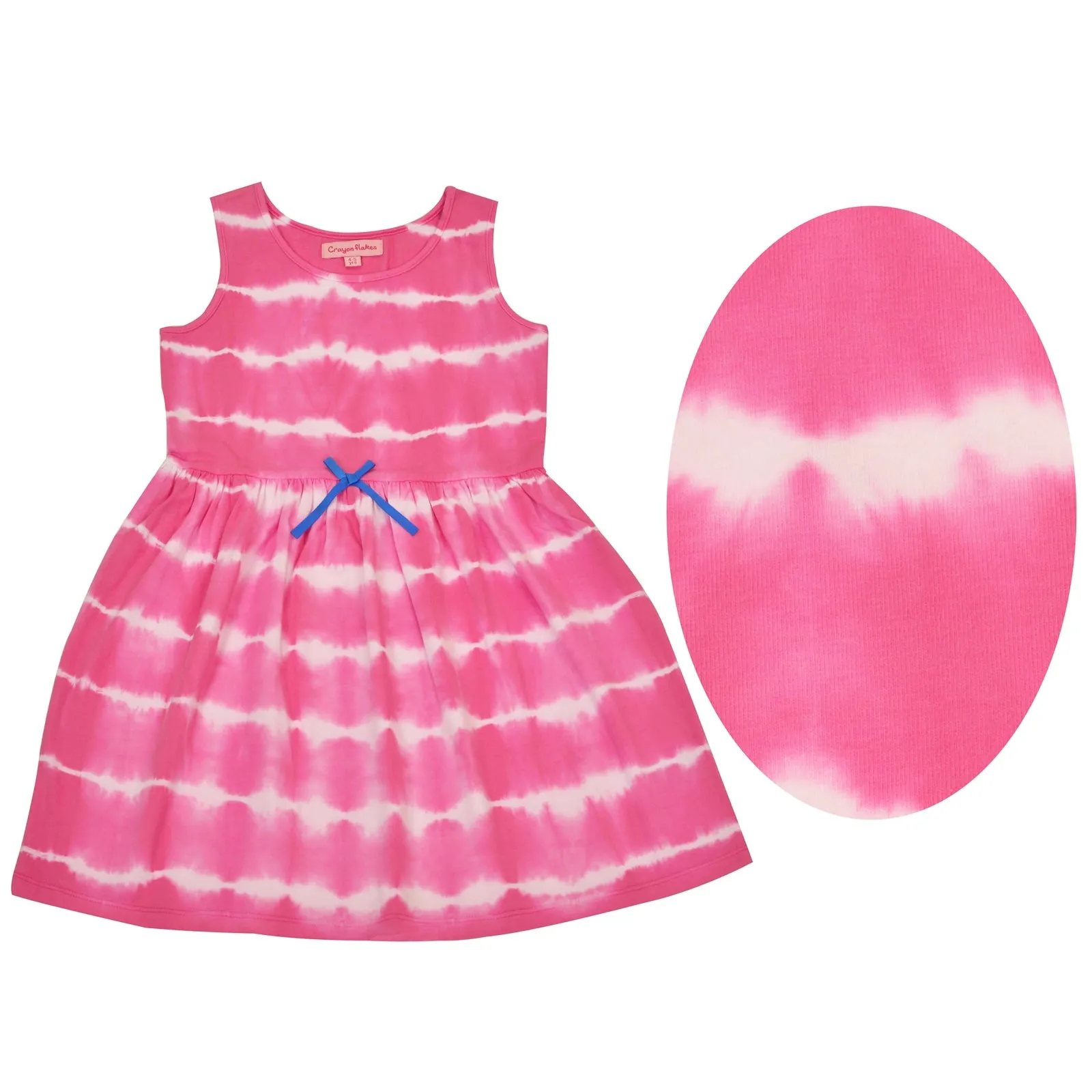 CrayonFlakes Kids Wear for Girls 100% Cotton Sleeveless Tie & Dye Frock Dress