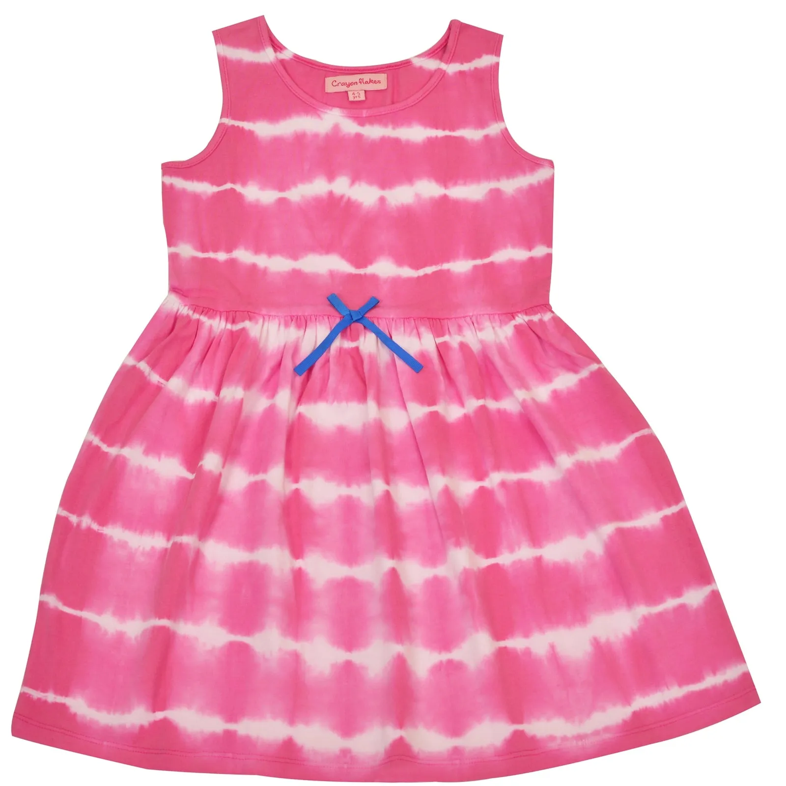 CrayonFlakes Kids Wear for Girls 100% Cotton Sleeveless Tie & Dye Frock Dress