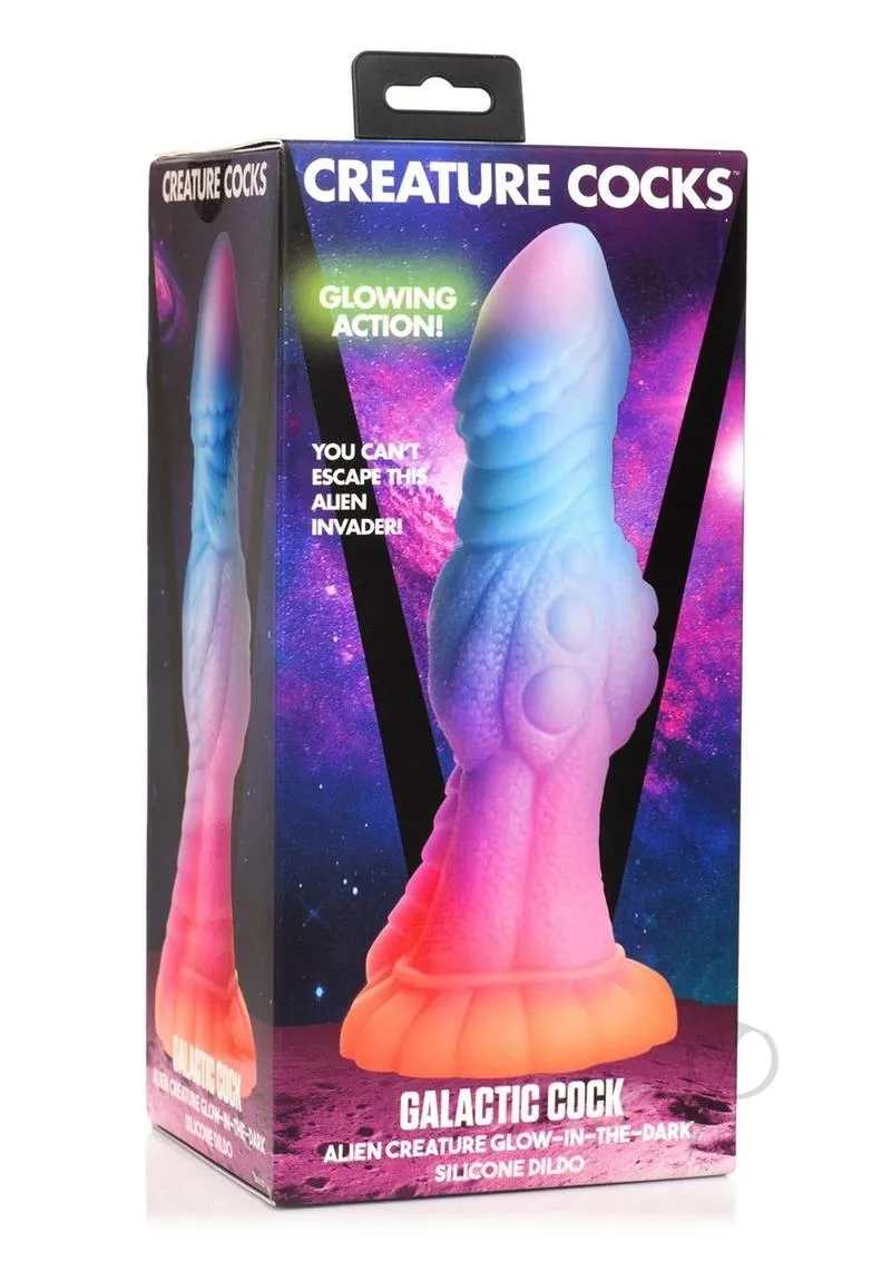 Creature Cocks Galactic Cock Alien Creature Glow in the Dark Silicone Dildo Multicolor