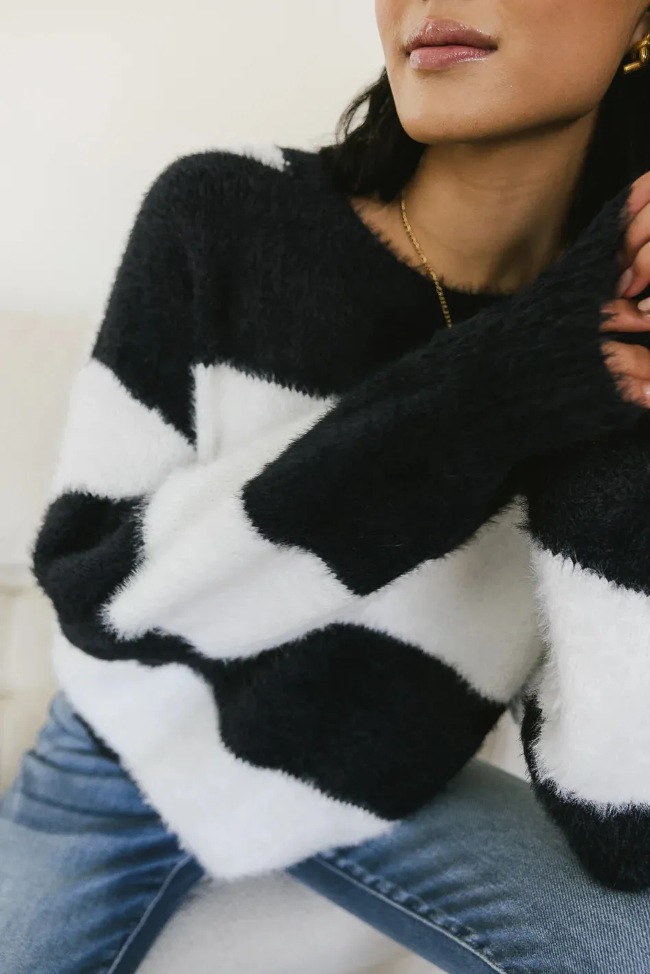 Elsa Striped Fuzzy Sweater - FINAL SALE