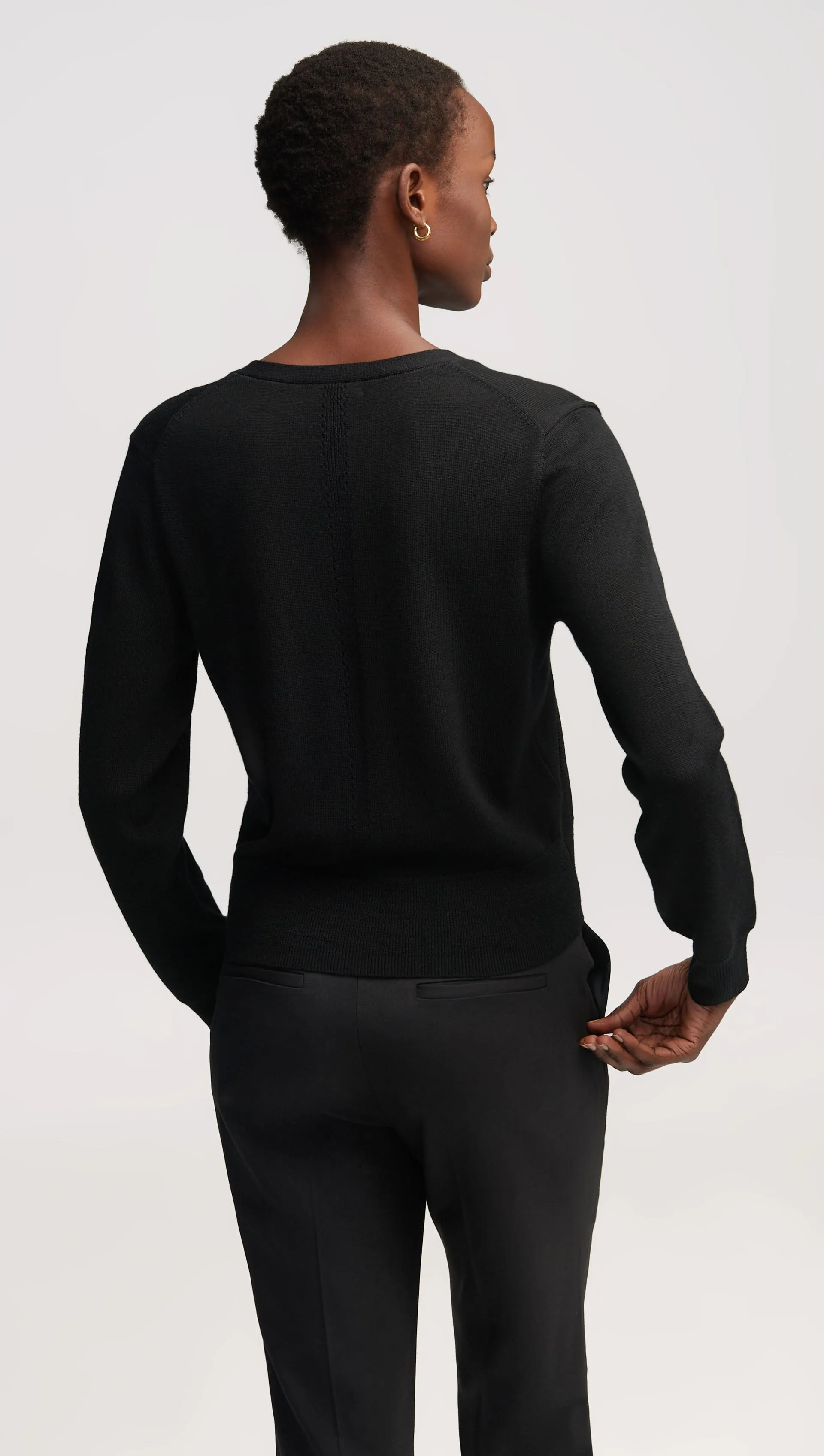 Everyday Knit Crew Cardigan in Merino Wool | Black