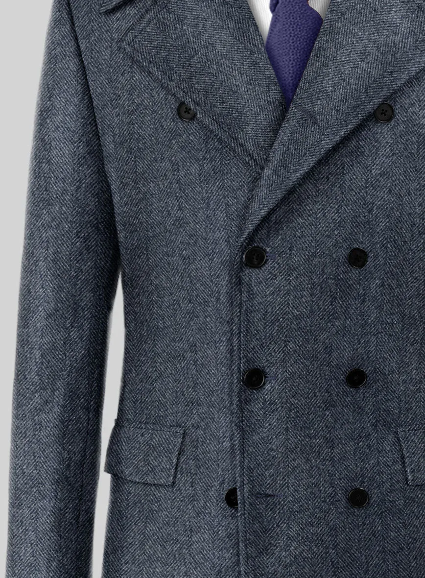 Highlander Heavy Blue Herringbone Tweed GQ Overcoat