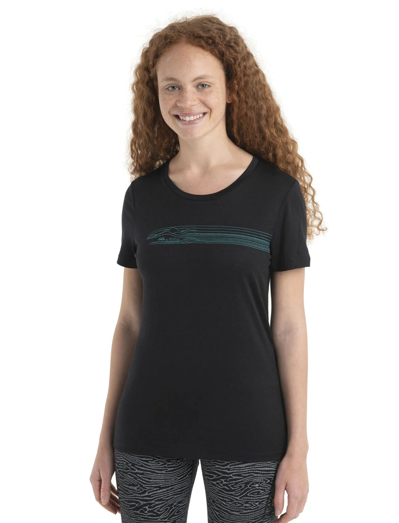 Icebreaker Merino 150 Tech Lite II SS T-Shirt Camping Lines (Women's) Black